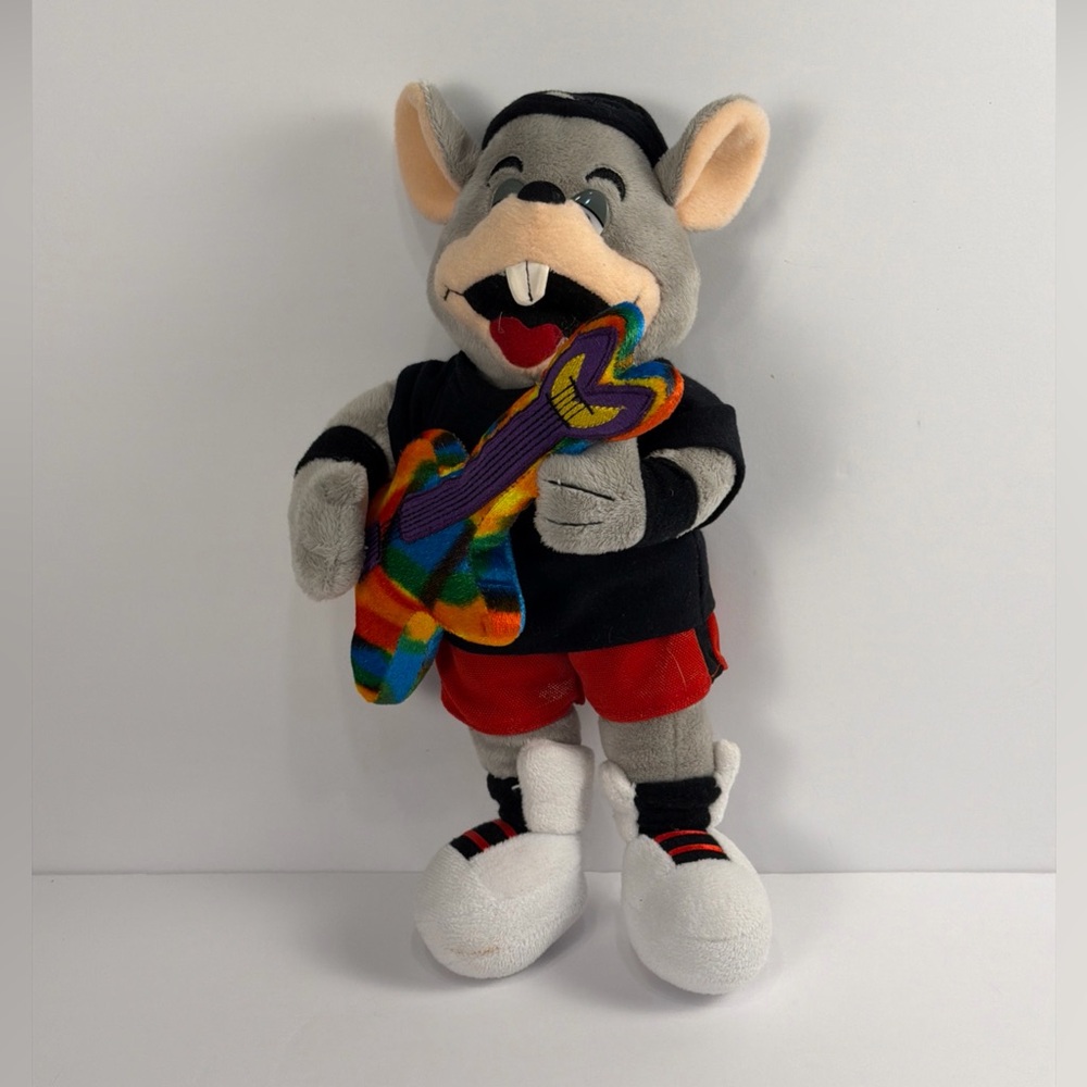 Vintage Chuck E Cheese Rockster Tie Dye Guitar 12” Plush